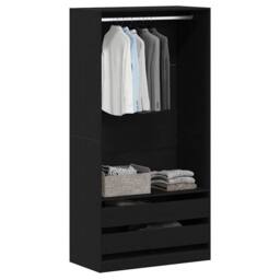 Berkfield Home Modern Black Oak Wardrobe - 100 x 50 x 200 cm - Made from Enginee