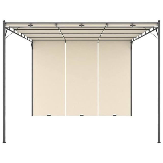 Berkfield Home Garden Gazebo with Side Curtain 4x3x2.25 m Cream in Beige - image 1
