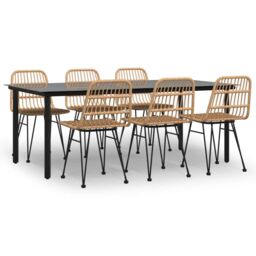 Berkfield Home 7 Piece Garden Dining Set Poly Rattan in Brown - thumbnail 2