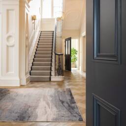Kukoon Abstract Design Cotton Chenille Rug Blue Teal Machine Washable in Grey - Size: 60 cm x 240 cm - thumbnail 5
