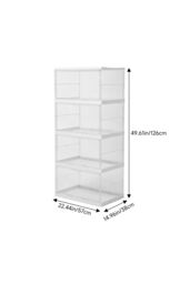 Living and Home 4-Tier Foldable Storage Cabinet Shoes Organizer with Doors in White - thumbnail 4
