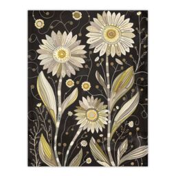 "Artery8 Dark Daisy Flowers Artwork Rustic Floral Quirky Wall Art Print in Black - Size: W24"" x H32""" - thumbnail 1