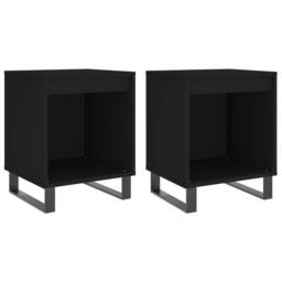 Berkfield Home Modern Bedside Cabinets 2 pcs Black 40x35x50 cm Engineered Wood - Size: 40 x 35 x 50 cm - thumbnail 3