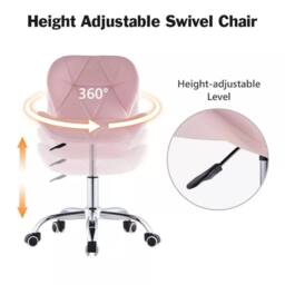 EONLION Pink Chair Adjustable Swivel Office Chair Vanity - Size: 100 cm - thumbnail 4