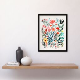 "Artery8 Spring Wildflowers Bright Abstract Watercolour Framed Art Print - Size: W12"" x H16""" - thumbnail 4