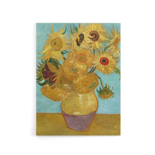 "Artery8 Vase with Twelve Sunflowers Van Gogh Vintage Canvas Wall Art in Blue - Size: W24"" x H32""" - image 1