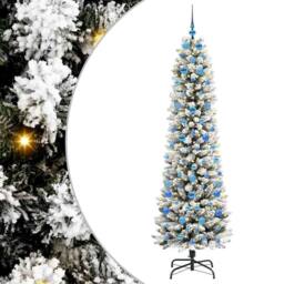 Berkfield Home Artificial Christmas Tree with 300 LEDs Green & white 210 cm - thumbnail 2