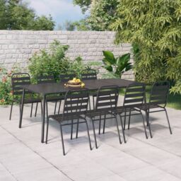 Berkfield Home Garden Table Anthracite 200x100x71 cm Steel in Black - Size: 200 x 100 x 71 cm - thumbnail 1