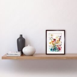 "Artery8 Wall Art Print Wild Flowers Abstract Watercolour Orange Red Purple Bright Floral Spring Field Artwork Framed 9X7 Inch - Size: W7"" x H9""" - thumbnail 2
