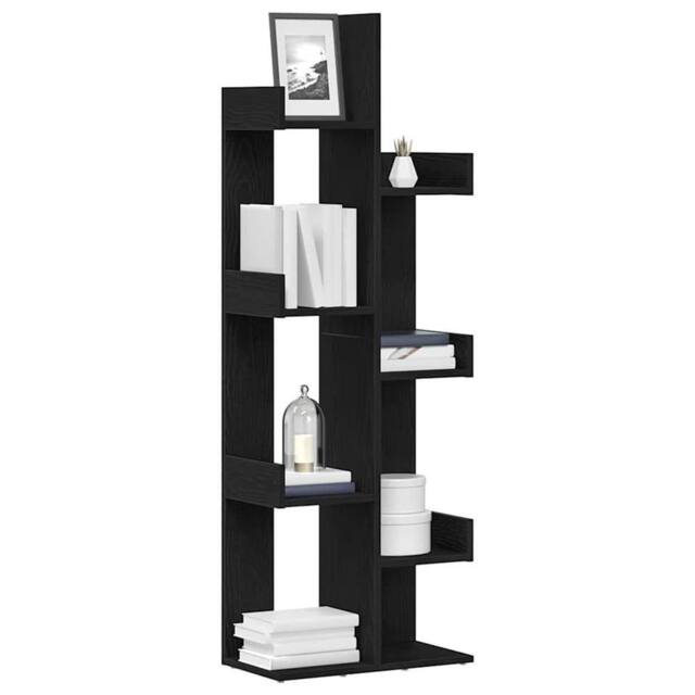 Berkfield Home Modern Black Oak Bookshelf - 48x25.5x140 cm, Made from Engineered Wood - Size: 48x25.5x140 cm - image 1