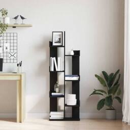 Berkfield Home Modern Black Oak Bookshelf - 48x25.5x140 cm, Made from Engineered Wood - Size: 48x25.5x140 cm - thumbnail 4