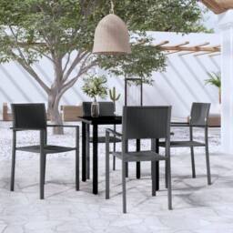 Berkfield Home 5 Piece Garden Dining Set Black - thumbnail 2