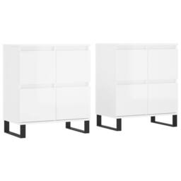 Berkfield Home Sideboards 2 pcs High Gloss White Engineered Wood - thumbnail 3