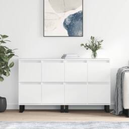 Berkfield Home Sideboards 2 pcs High Gloss White Engineered Wood - thumbnail 2