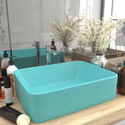 Berkfield Home Luxury Wash Basin Matt Light Green 41x30x12 cm Ceramic in Aqua - Size: 41 x 30 x 12 cm - thumbnail 2