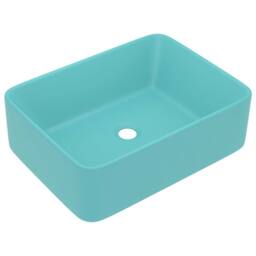 Berkfield Home Luxury Wash Basin Matt Light Green 41x30x12 cm Ceramic in Aqua - Size: 41 x 30 x 12 cm - thumbnail 3