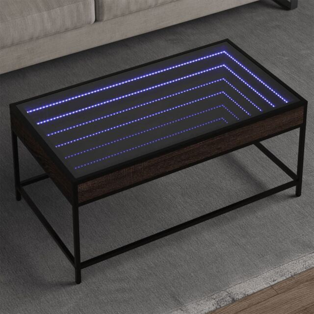 Berkfield Home Coffee Table with Infinity LED Brown Oak 90x50x41 cm - Size: 90 x 50 x 41 cm - image 1