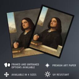 Artery8 Giorgione Portrait of a Venetian Gentleman Framed Wall Art Print in Grey - Size: A4 - thumbnail 2