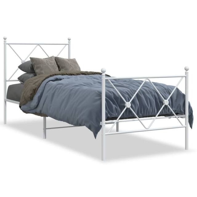 Berkfield Home Metal Bed Frame without Mattress with Footboard White 80x200cm - Size: 80x200 cm - image 1