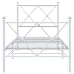 Berkfield Home Metal Bed Frame without Mattress with Footboard White 80x200cm - Size: 80x200 cm - thumbnail 4