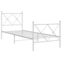 Berkfield Home Metal Bed Frame without Mattress with Footboard White 80x200cm - Size: 80x200 cm - thumbnail 3