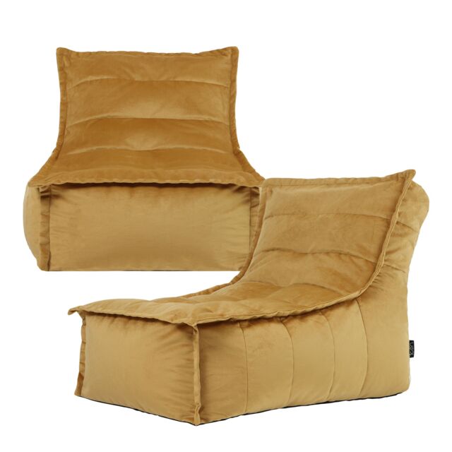 icon Dolce Large Beanbag Lounger, Velvet (2-Pack) in Yellow - image 1