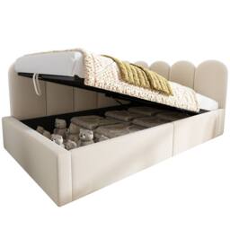 BTM Hydraulic Storage Daybed, Velvet, 90x190cm in Beige - Size: 90x190 cm - thumbnail 7