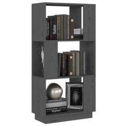 Berkfield Home Book Cabinet/Room Divider Grey 51x25x101 cm Solid Wood Pine - Size: 51 x 25 x 101 cm - thumbnail 4