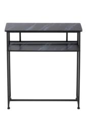 Living and Home 2-Tier Narrow Marble-Effect Console Table in Black - thumbnail 6