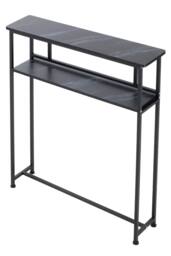 Living and Home 2-Tier Narrow Marble-Effect Console Table in Black - thumbnail 5