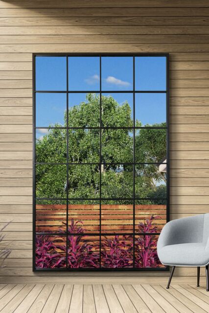 "MirrorOutlet Black Modern Window Garden Wall Mirror 69"" X 43"" (174CM X 110CM) - Size: 1 Pack" - image 1