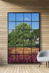 "MirrorOutlet Black Modern Window Garden Wall Mirror 69"" X 43"" (174CM X 110CM) - Size: 1 Pack" - thumbnail 1