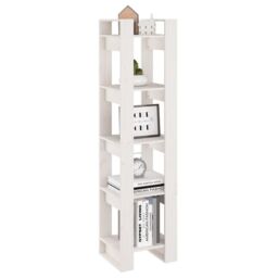 Berkfield Home Book Cabinet/Room Divider White 41x35x160 cm Solid Wood Pine - Size: 41 x 35 x 160 cm - thumbnail 4