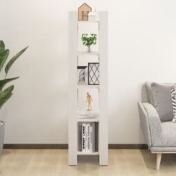 Berkfield Home Book Cabinet/Room Divider White 41x35x160 cm Solid Wood Pine - Size: 41 x 35 x 160 cm - thumbnail 3