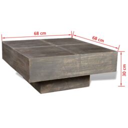Berkfield Home Coffee Table Dark Brown Square Solid Mango Wood - thumbnail 5