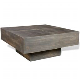 Berkfield Home Coffee Table Dark Brown Square Solid Mango Wood - thumbnail 3