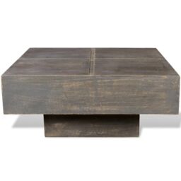 Berkfield Home Coffee Table Dark Brown Square Solid Mango Wood - thumbnail 2