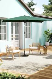 H&O Direct Rectangular Green Waterproof Parasol for Outdoor with Resin Decorative Base