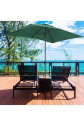 H&O Direct Rectangular Green Waterproof Parasol for Outdoor with Resin Decorative Base - thumbnail 2