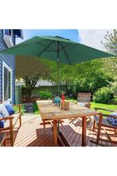 H&O Direct Rectangular Green Waterproof Parasol for Outdoor with Resin Decorative Base - thumbnail 3