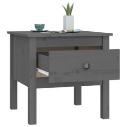 Berkfield Home Side Table Grey 50x50x49 cm Solid Wood Pine - Size: 50 x 50 x 49 cm - thumbnail 5