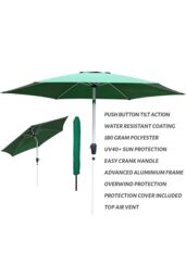 Glamhaus Green Garden Table Tilting Parasol Crank Waterproof Umbrella 2.7M - thumbnail 2