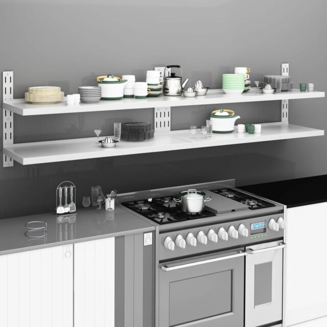 Berkfield Home 2-Tier Floating Wall Shelves 2 pcs Stainless Steel 240x30 cm in Grey - image 1