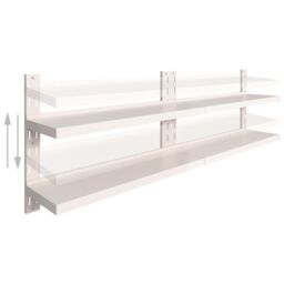 Berkfield Home 2-Tier Floating Wall Shelves 2 pcs Stainless Steel 240x30 cm in Grey - thumbnail 3