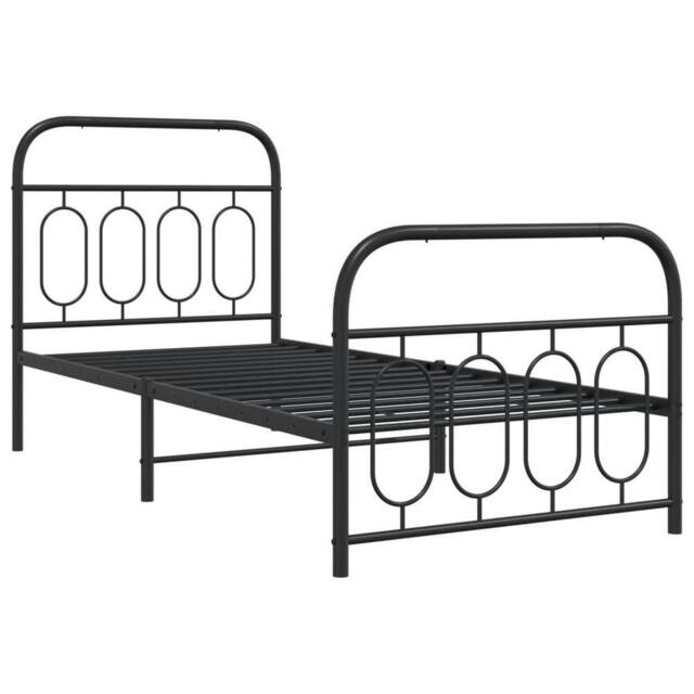 Berkfield Home Metal Bed Frame without Mattress with Footboard Black 90x200cm - Size: 90x200 cm - image 1
