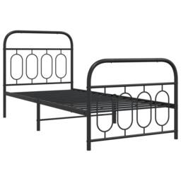 Berkfield Home Metal Bed Frame without Mattress with Footboard Black 90x200cm - Size: 90x200 cm - thumbnail 1
