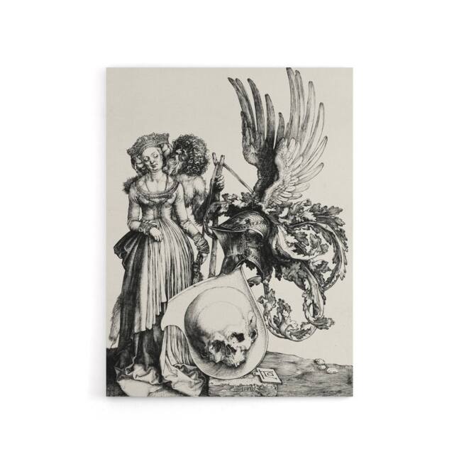 "Artery8 Coat of Arms with a Skull Albrecht Durer Canvas Wall Art Print in White - Size: W12"" x H16""" - image 1