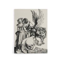 "Artery8 Coat of Arms with a Skull Albrecht Durer Canvas Wall Art Print in White - Size: W12"" x H16""" - thumbnail 1