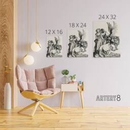"Artery8 Coat of Arms with a Skull Albrecht Durer Canvas Wall Art Print in White - Size: W12"" x H16""" - thumbnail 4