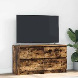 Berkfield Home TV Cabinet Smoked Oak 100x35x54 cm Engineered Wood in Brown - Size: 100 x 35 x 54 cm - thumbnail 2